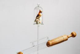 Richard Metiner - Plunge - 2000 - blown borosilicate glass, ceramic, wood - 55 × 16 × 43 cm - unique piece