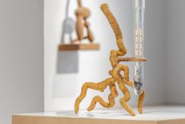 Richard Meitner - The measure of it all - 2023 - fiberglass, thermoplastic faux leather, glass, paint, aerometer - 41 × 20 × 20 cm - unique piece