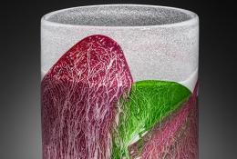 Senza titolo 11 cilindro bianco e pulegoso, smalti rosa, verde.2024