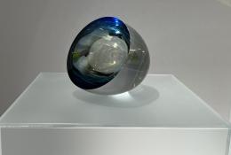 Václav Cigler, Clear Plated Half Blue Egg, 2024, Optical glass
