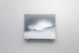 study 11 14 25 #2, 2025. Fused and coldworked glass. 46 x 48 x 9 cm.