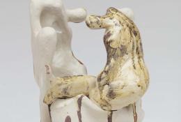 Paul Noble, HTHREEM (3), Glazed ceramic, travertine base, 31x27x25cm, ph Lucy Dawkins