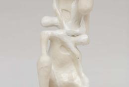 Paul Noble, HTWOM (2), Glazed ceramic, travertine base, 40,5x14x16cm, ph Lucy Dawkins