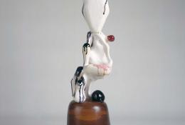 Paul Noble, nineteen, 2006-7, Glazed ceramic, walnut base, 89x28x44cm, Courtesy the artist