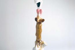 Paul Noble, two, 2006-7, Glazed ceramic, cherry base, 103x50x35cm, Courtesy the artist