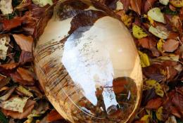 Vaclav Cigler (Vsetín CZ, 1929 - Prague CZ, 2026), Gold Egg II, Unique piece, Prague, 1970-2023, Cast and hand-ground optical glass, vacuum metal plating