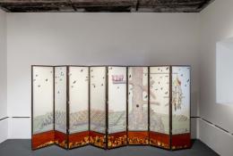 Paul Noble, NEST, 2004, Embroidered screen with appliqué work, beads, marquetry, ph. Roberto Marossi