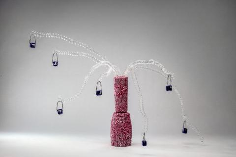 Richard Marquis_Pink Granulare Vase with Glass Springs_2010_ph. F. Allegretto